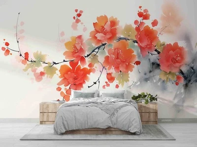 3D Abstract Floral Painting Self-adhesive Removeable Wallpaper Wall Mural - Image 1 of 4