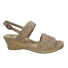 Bella Vita Womens Mariella Espadrille Wedge Slingback Sandals Almond Suede 11N