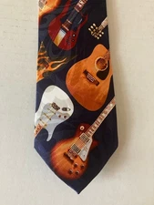 Steven Harris Hand Made Men's Necktie Tie Polyester Jacquard Guitars Music 58"