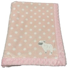 Carter's Baby Blanket Lamb Sheep Child of Mine Polka Dot Minky Pink Peach Plush