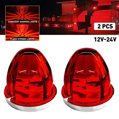 2X LED Red Watermelon Lights Side Marker Clearance Brake Turn Signal Truck DRL H