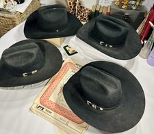 Rare Lot of Vintage Resistol Black Felt Cowboy Hats/ 6 - 7/8 (55cm) w/ Cases!
