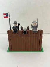 Civil War Confederate Themed Era 3 Minifig Army Mini-Fort Outpost Custom Made