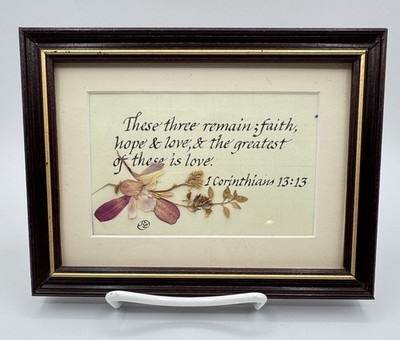 Framed Bible Verse 1 Corinthians 13:13 Faith Hope Love Pressed Flowers