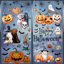 102Pcs Halloween Window Clings - Ghosts, Pumpkins, Stickers for Home, Office  P