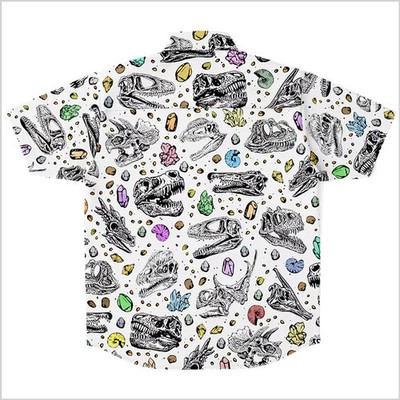 Dinosaur Skull Mens Hawaiian Shirt Tropical Beach Summer Aloha