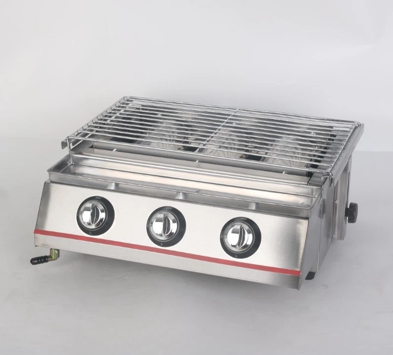 【Clearance Sale】Barbecue Grill Smokeless LPG BBQ Grill 3 Burners New/Opened