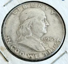 1963-D Benjamin Franklin Silver Half Dollar 90% Silver