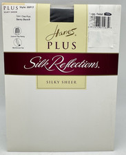 Hanes Silky Sheer Control Top Pantyhose Size One Plus Stockings Barely Black
