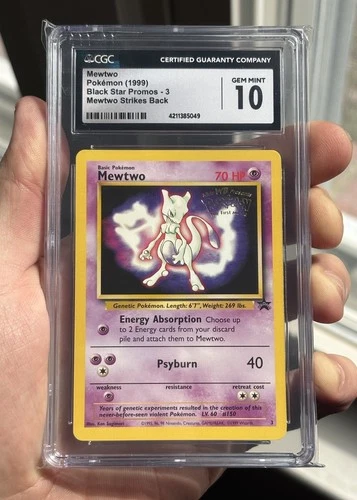 Pokémon 1999 Black Star Promo Mewtwo Strikes Back Mewtwo CGC GM 10
