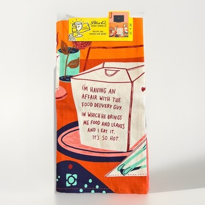 Blue Q Dish Kitchen Tea Towel 21 x 28 Food Delivery Humor Novelty Colorful New