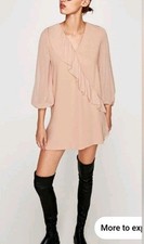 Zara Elegant Cream Ruffle Dress