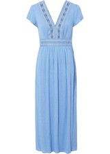 Maxikleid aus fließender Viskose Gr. 40 Himmelblau Maxi-Kleid Freizeitkleid Neu*