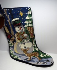 Canterbury Collection Christmas Stocking Needlepoint Snowman Deer 2003