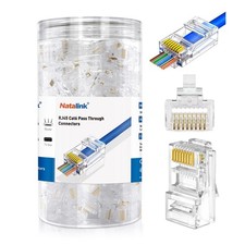 200-Pack Cat 6 RJ45 Pass Through Connector Modular Plugs Solid Stranded UTP