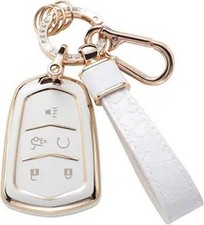 Key Fob Cover for Escalade XT5 CT6 CTS SRX ATS 5-Buttons Soft TPU Size: White