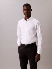 Calvin Klein Steel Men's Solid Slim Fit Button-Down Shirt White 16 34/35 NWOT