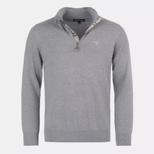 Barbour Cotton Half Zip Jumper - Grey Marl - Size S