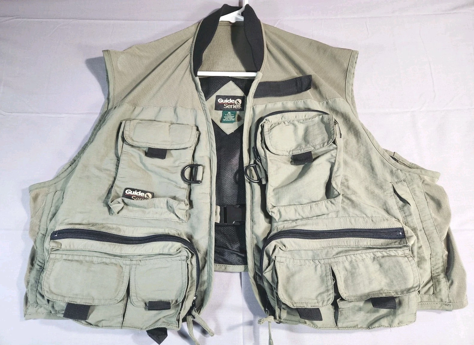 Gander Mtn. Guide Series Khaki Vented Fishing Vest Multiple Pockets Size XL