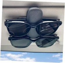 Visonx Sunglass Holder for Car Visor Clip, Magnetic Leather 1 Pieces Black
