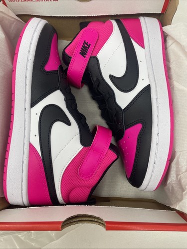 NEW Nike Court Borough Mid 2 PSV Fierce Pink Black Kids Size 2.5Y HV0935-100
