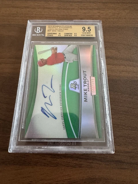 2010 Bowman Platinum Autograph Refractor Mike Trout #BPA-MT (AU RC) Green /199