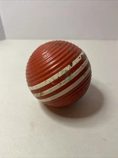Vintage Orange Ribbed Croquet Ball With 3 White Stripes ( 3 Inch Diameter)