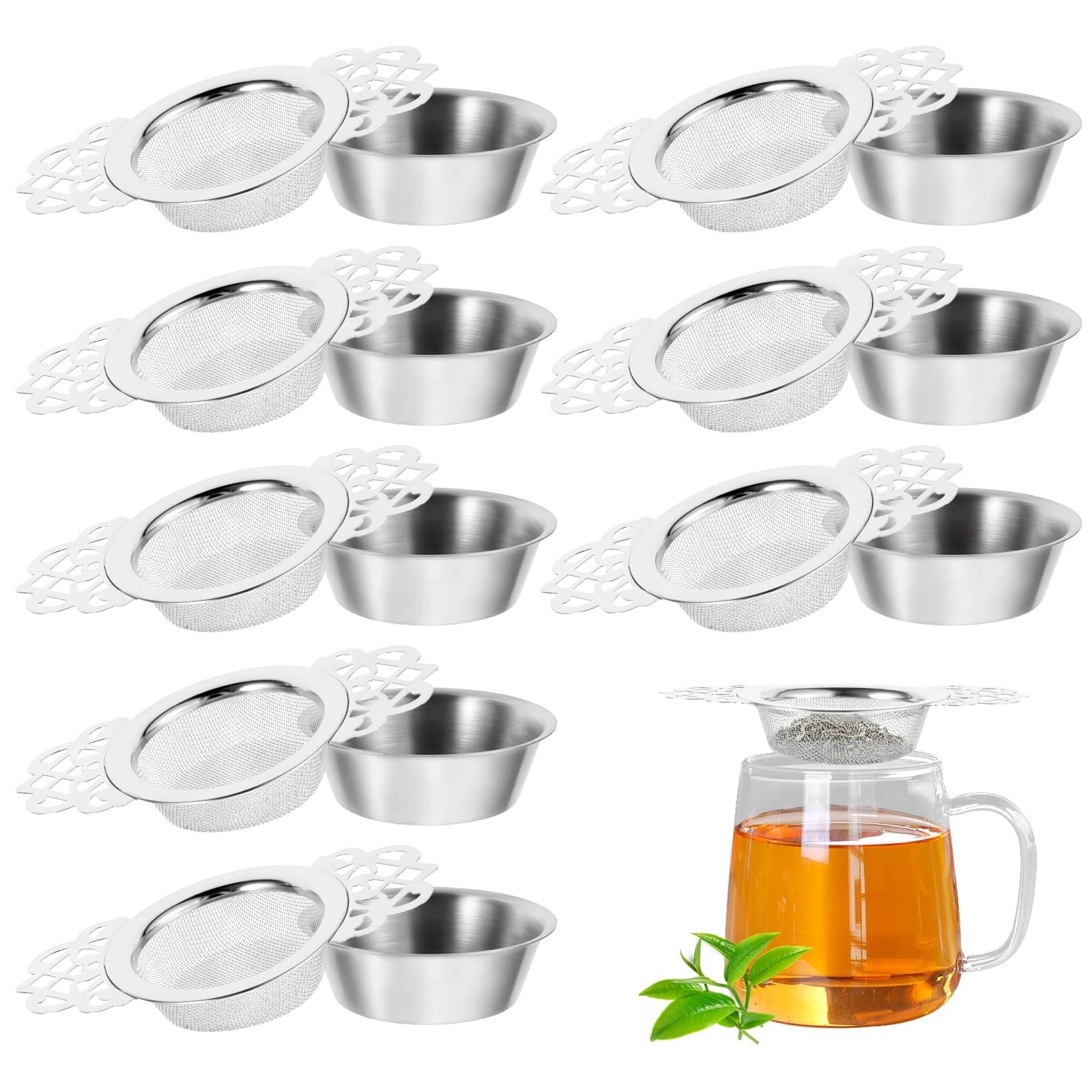 8 Pack Mesh Tea Filter Strainers, Stainless Metal Tea Infuser With Petal Hand...