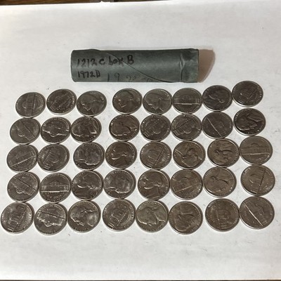 One Roll Of Forty BU 1972 D  Nickels Ungraded And Uncirculated 12126C box B