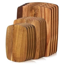 12 Pcs Thick Acacia Wood Cutting Boards for Kitchen Reversible Wooden 3 Sizes
