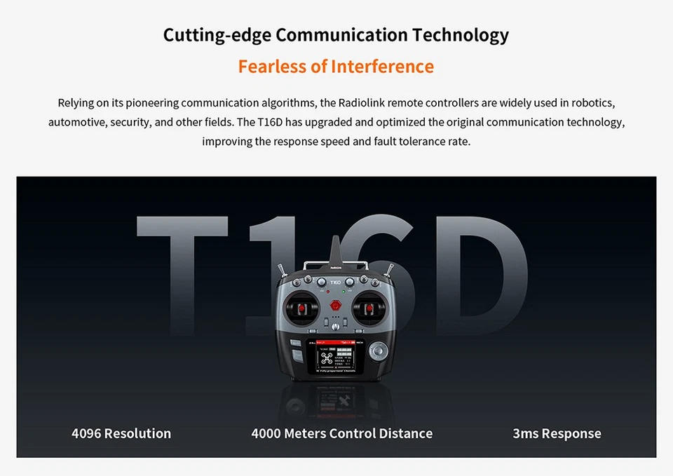 RadioLink T16D 16CH RC Transmitter 2.4G R16F Receiver for RC Car Boat Drone - Image 4 of 4