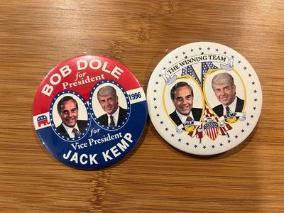 1996 Bob Dole & Jack Kemp Approx 3  / Presidential Campaign Buttons - 2 Buttons