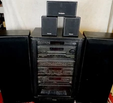 Vintage Technics Rack System, Receiver Tuner Cassette Equalizer 5d CD & Cabinet