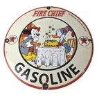 Vintage Texaco Gasoline Sign - Fire Chief Disney Mickey Gas Pump Porcelain Sign