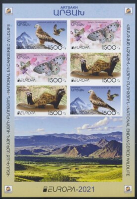 EUROPA CEPT 2021 - BERGKARABACH ARZACH ARTSAKH 231-33 B ZD KLEINBOGEN ungezähnt