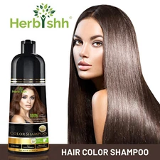 HAIR DYE SHAMPOO PERMANENT  3 IN 1 NATURAL 500 ML HAIR COLOR - HERBISHH