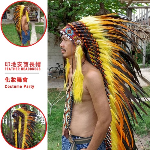 Handmade Headdress Festival Headdress Chief Hat Authentic Warbonnet Indigenous - Picture 10 of 18