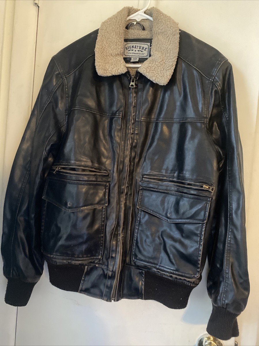 Signature Levi Strauss & CO Black Leather Coat Small Faux Signature Levi Strauss & CO Black Leather Coat Small Faux
