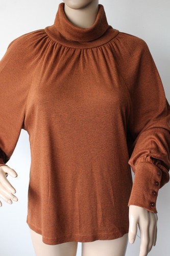 WRAP London Light Weight Roll Neck Jumper Cotton Blend Deep Chilli Brown UK 8 - Picture 12 of 16
