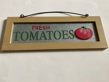 Fresh Tomatoes Sign Farm Life Decor Tomato Wall Art 17 1/2 by 6 1/2 inches