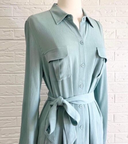 NWT Soft Surroundings Aqua Maxi Boho Button Down Shirt Dress Size 1X - Picture 3 of 8