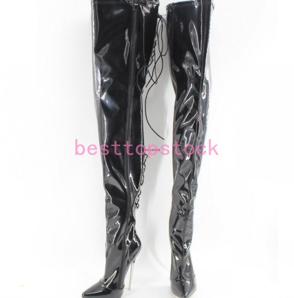 18cm Metal Heel Pointed Toe Sexy Patent Spike Heel Sexy Over The Knee Boots 18cm Metal Heel Pointed Toe Sexy Patent Patent Patent Spike Heel Sexy Over The Knee Boots e15b89
