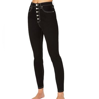 WE WORE WHAT THE DANIELLE HIGH RISE VINTAGE STRAIGHT JEANS SIZE 32 BLACK