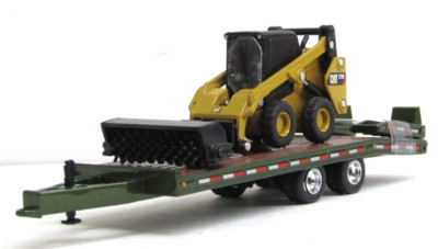 DCP 1:64 *green* Tandem Axle beaver tail tag trailer w/Cat skidsteer new no box