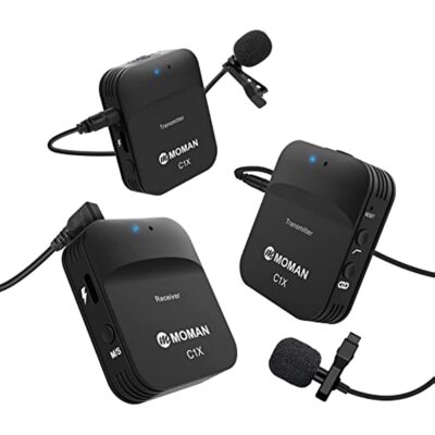 MOMAN C1X 2.4GHz Wireless Lavalier Microphone for Phone Laptop DSLR