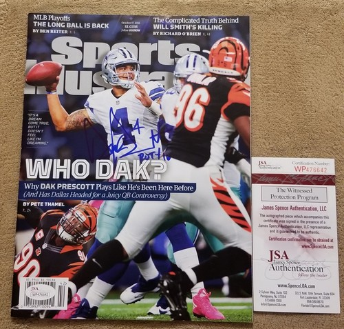 Dak Prescott (October 17th 2016) Sports Illustrated SI Auto Magazine Signed JSA - Zdjęcie 1 z 4