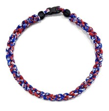 3 Rope Tornado Braided Boys Youth Baseball Necklace 18" 20" Red White Blue Camo