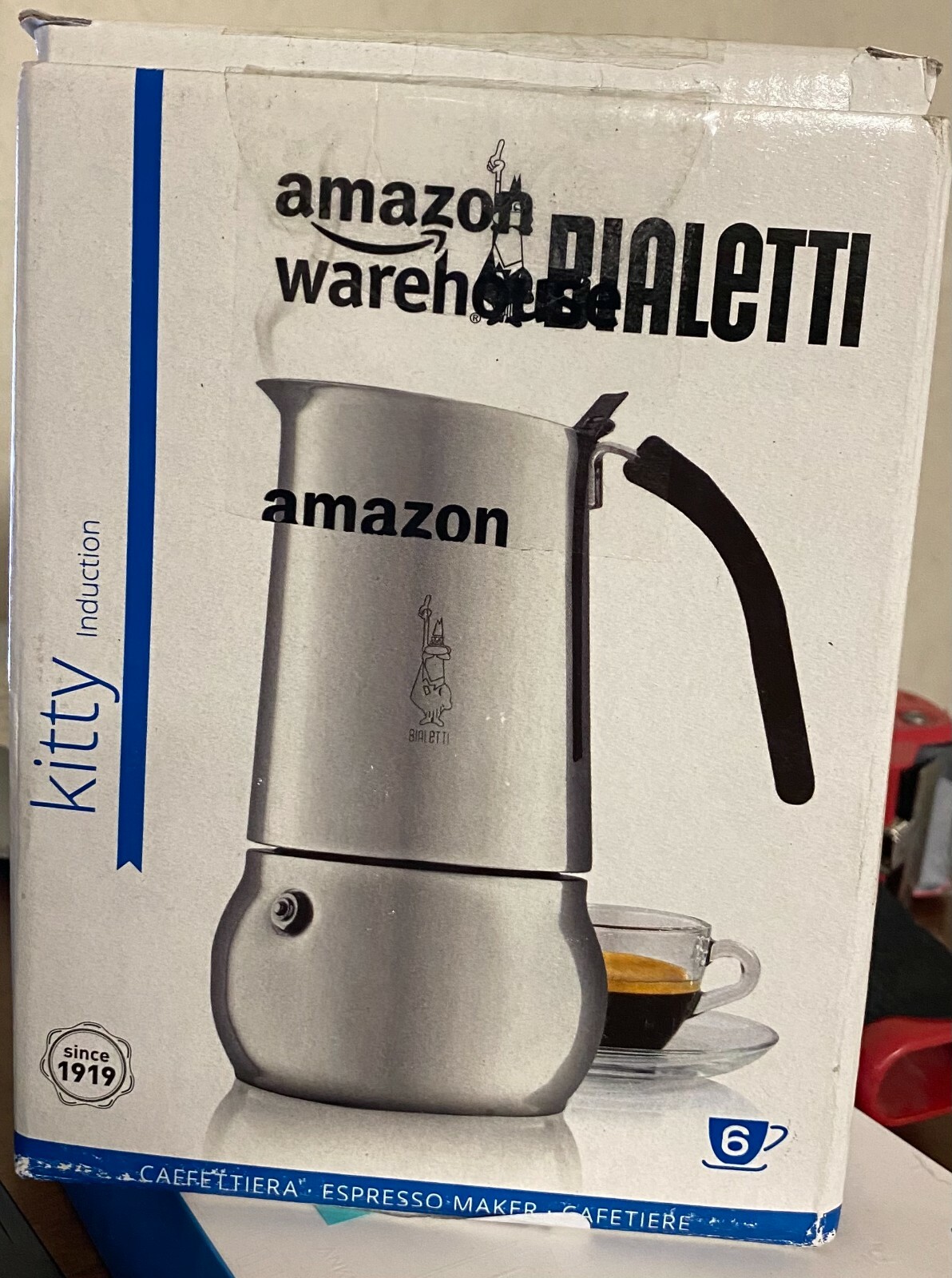 Bialetti Kitty Nera - Stove Top Espresso Coffee Maker - Stainless Steel - 6 Cups