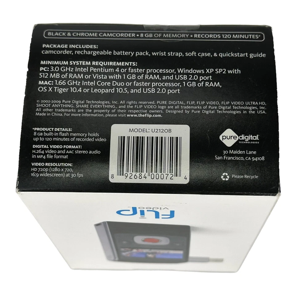 Flip UltraHD U2120B Video Camera 8 GB 2 Hours - 2nd Generation - Black - Image 3 of 4