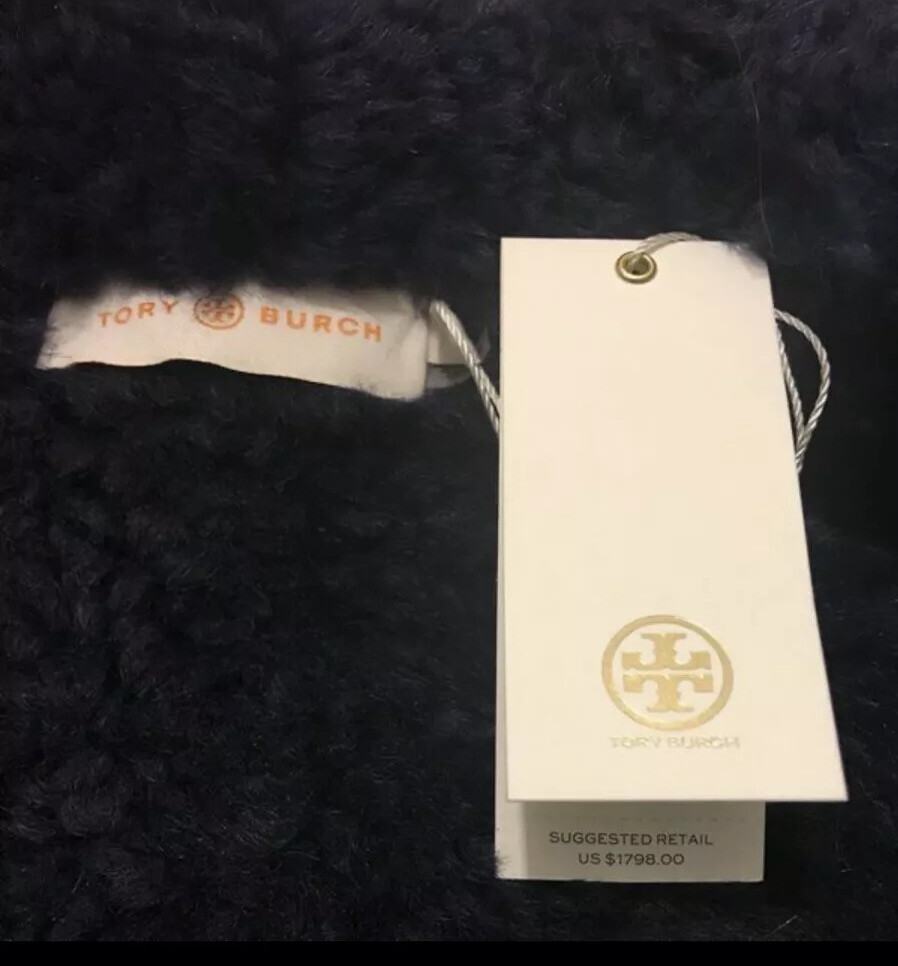 NWT Tory Burch Leather Coat Navy Med image 4